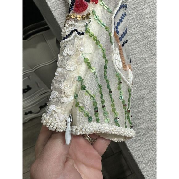 VTG Richilene Neiman Marcus Beaded Multicolor Ball‎ Gown Size 0-3 - Picture 4 of 16